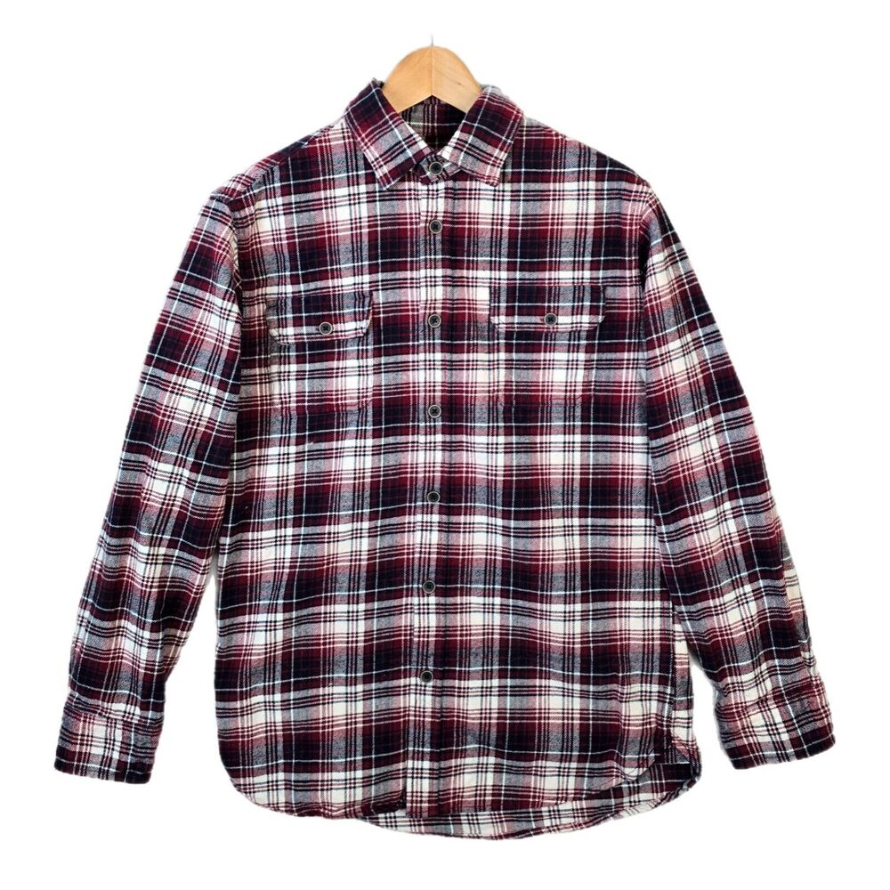 Jachs Shirt Mens Medium Black Red Plaid Flannel Long Sleeve Button Up Thick